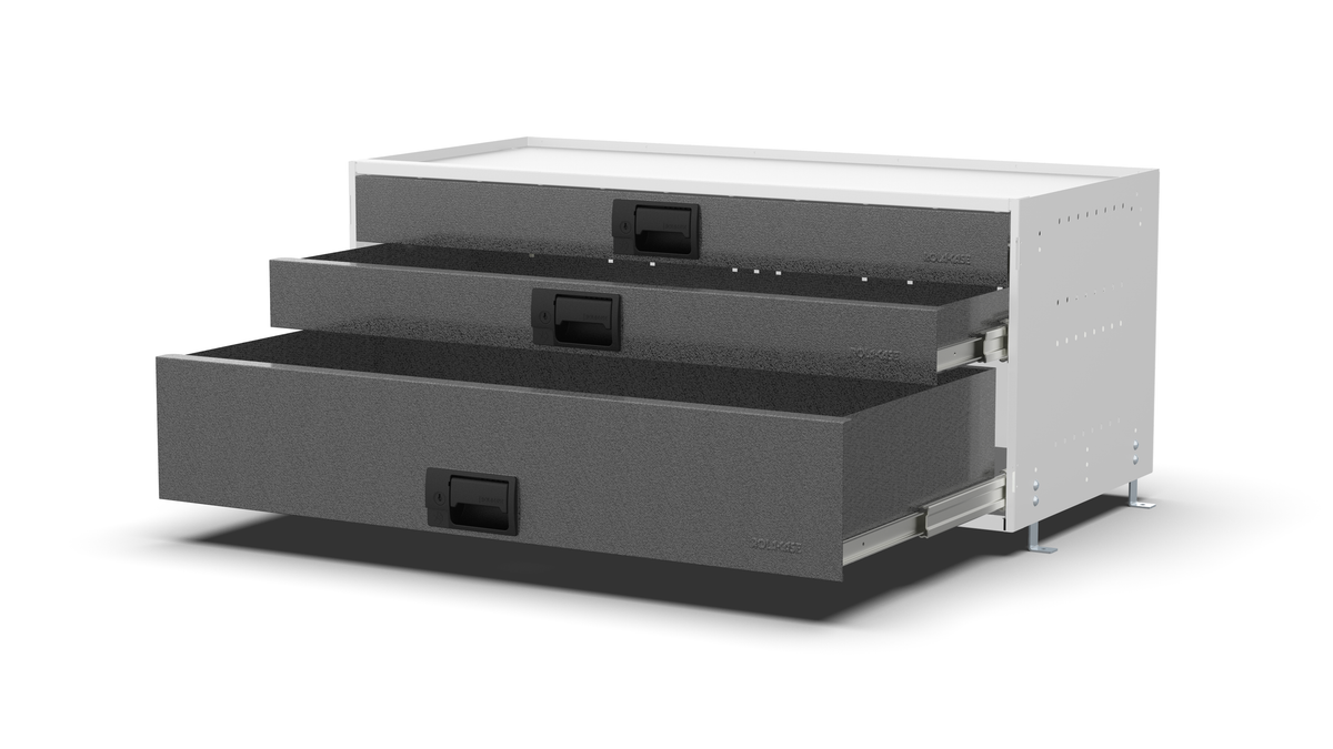 Service Body & Van Drawer Unit – 3 Mixed-Depth Drawers – 39.7″W × 16.5″H × 18″D