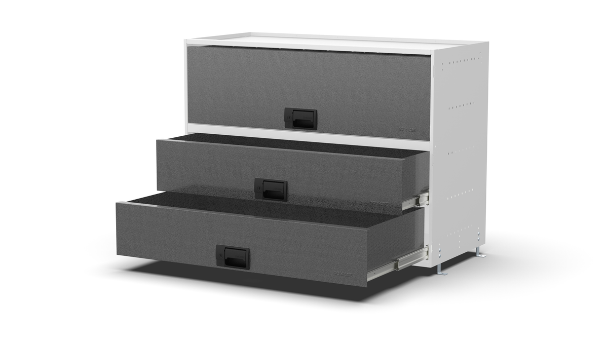 Service Body & Van Drawer Unit – 3 Mixed-Depth Drawers – 39.7″W × 29.3″H × 18″D