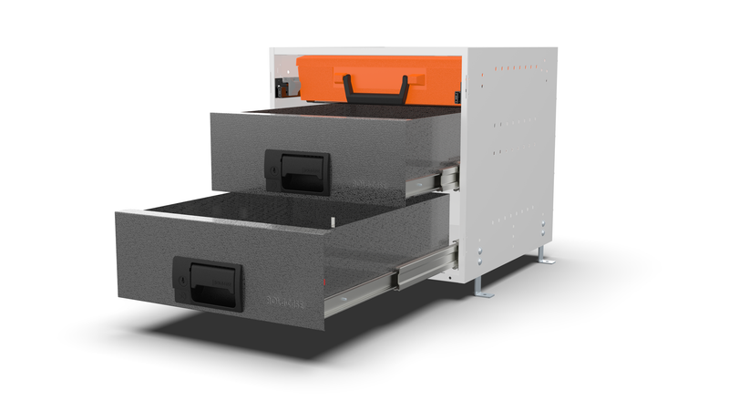 RCKIT40/10 cargo drawers front view with drawers out