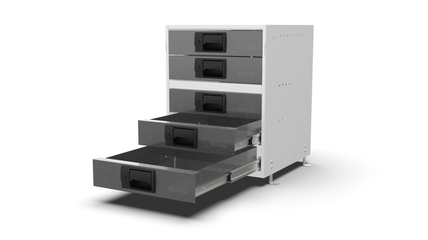 RCKIT40/11 van drawer's front view with drawers coming out