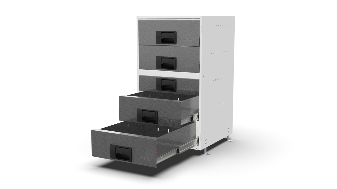 Service Body & Van Drawer Unit – 5 Mixed-Depth Drawers – 16.5″W × 29.3″H × 18″D