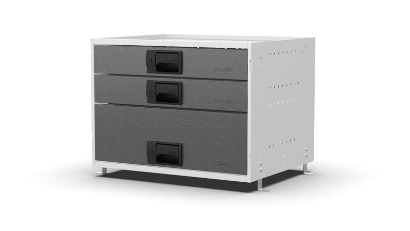 Service Body & Van Drawer Unit – 3 Mixed-Depth Drawers – 23.6″W × 16.5″H × 18″D