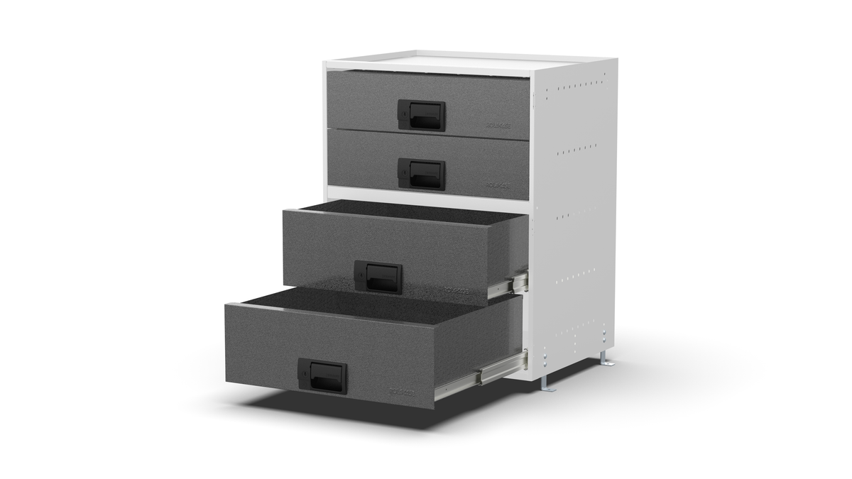 Service Body & Van Drawer Unit – 4 Mixed-Depth Drawers – 23.6″W × 29.3″H × 18″D