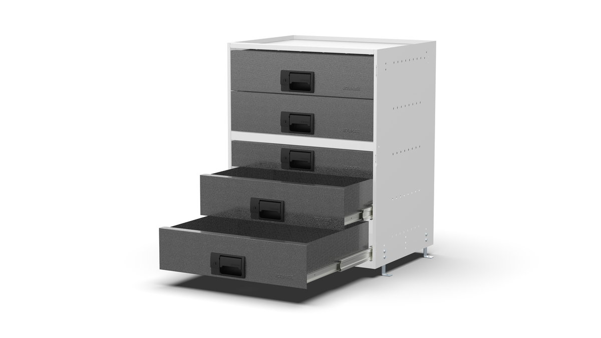 Service Body & Van Drawer Unit – 5 Mixed-Depth Drawers – 23.6″W × 29.3″H × 18″D