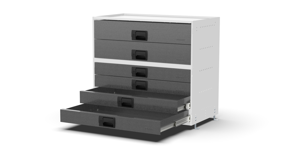 Service Body & Van Drawer Unit – 6 Mixed-Depth Drawers – 33″W × 29.3″H × 18″D
