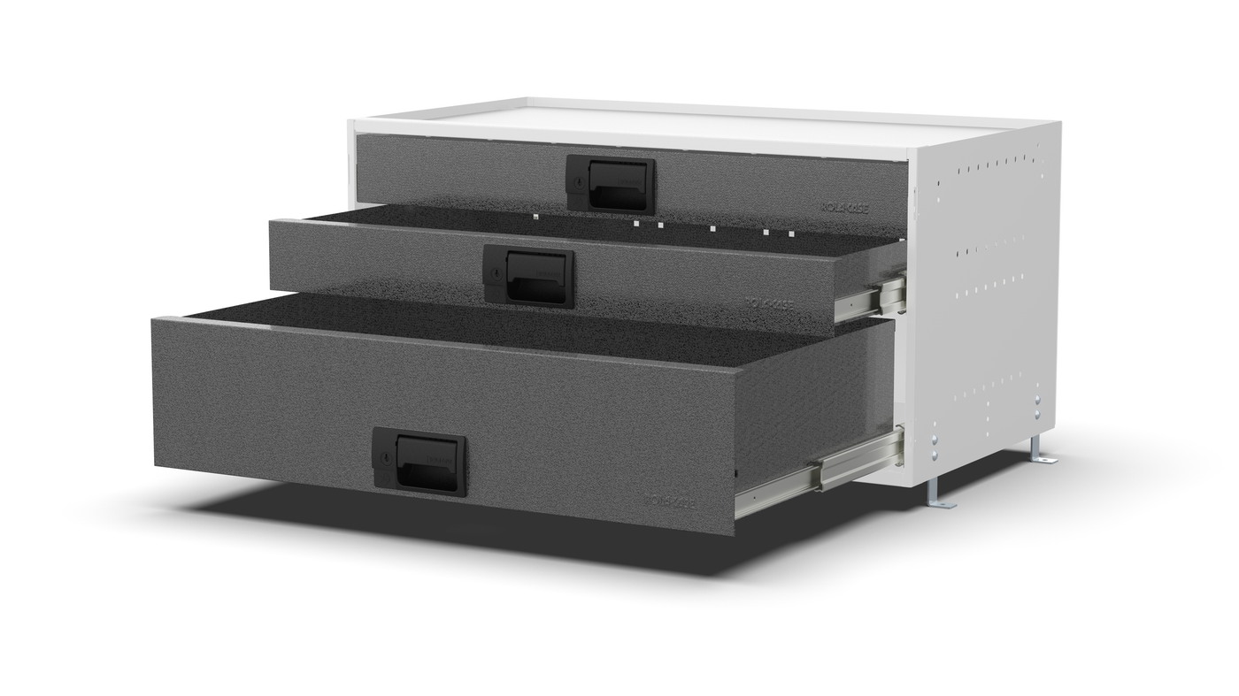 Service Body & Van Drawer Unit – 3 Mixed-Depth Drawers – 33″W × 16.5″H × 18″D