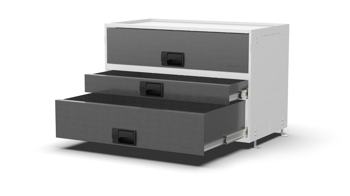 Service Body & Van Drawer Unit – 3 Mixed-Depth Drawers – 33″W × 21.5″H × 18″D