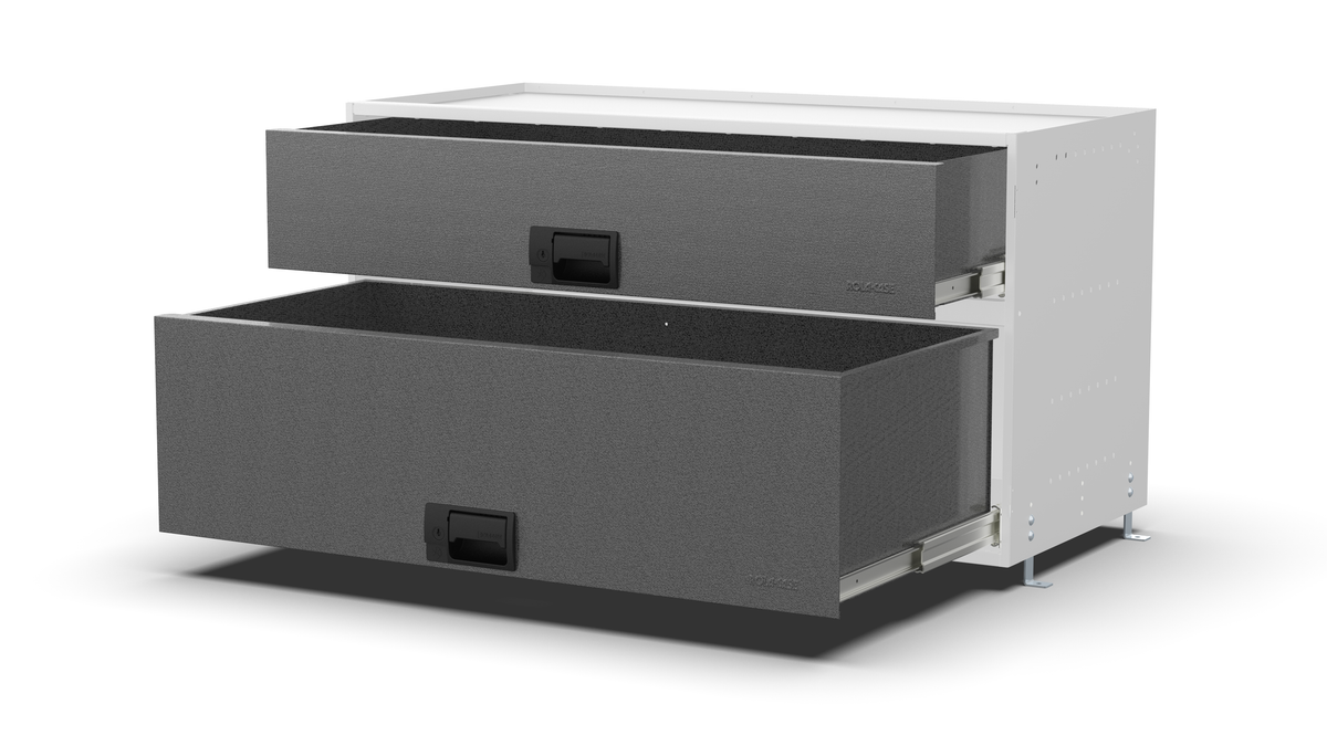 Service Body & Van Drawer Unit – 2 Mixed-Depth Drawers – 39.7″W × 21.5″H × 18″D