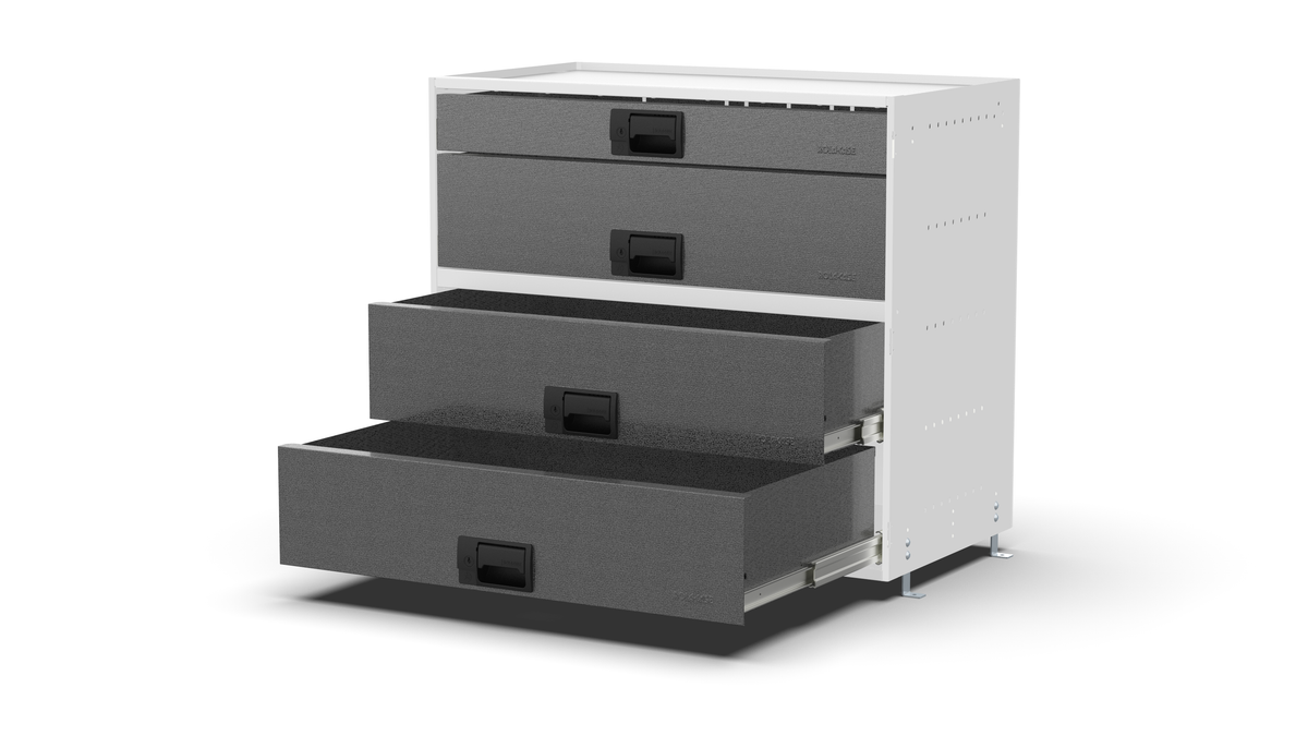 Service Body & Van Drawer Unit – 4 Mixed-Depth Drawers – 33″W × 29.3″H × 18″D