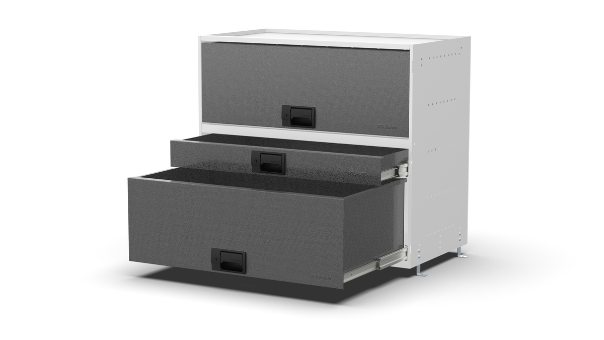 Service Body & Van Drawer Unit – 3 Mixed-Depth Drawers – 33″W × 29.3″H × 18″D