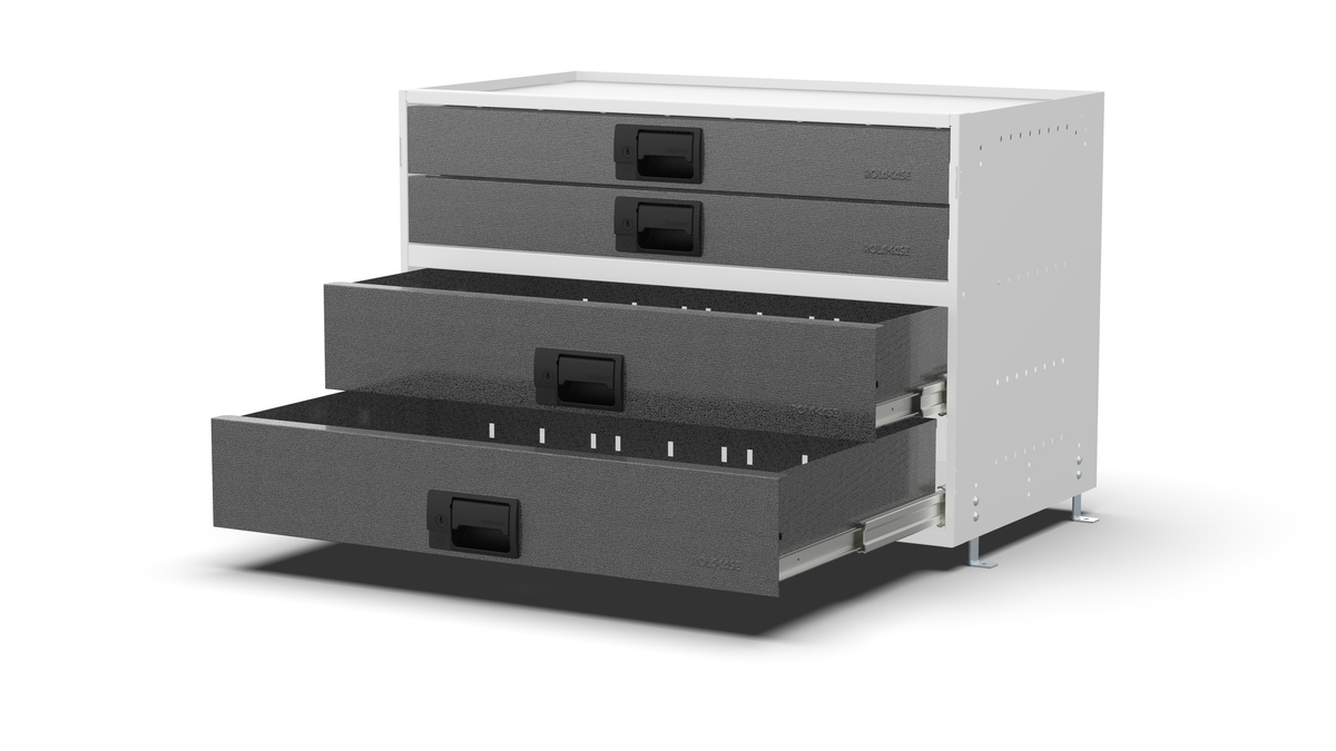 Service Body & Van Drawer Unit – 4 Mixed-Depth Drawers – 33″W × 21.5″H × 18″D