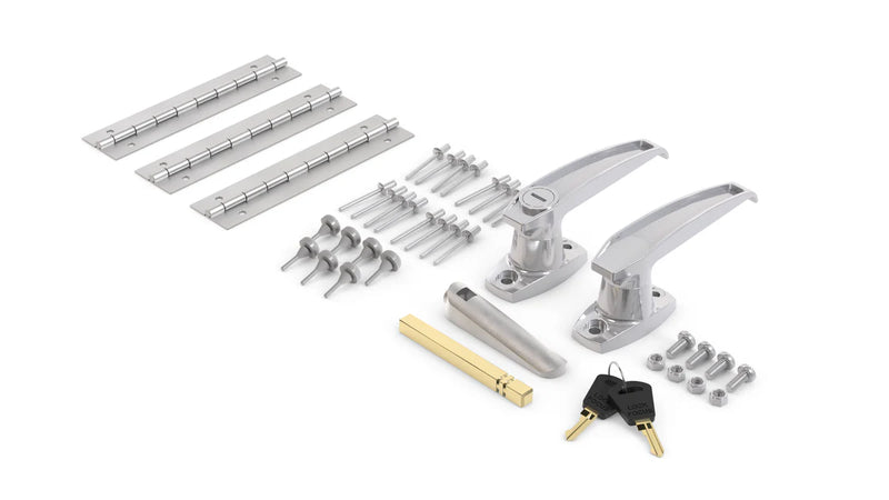 Universal RolaCase Van Partition Swing Door Hinge & Lock Conversion Kit
