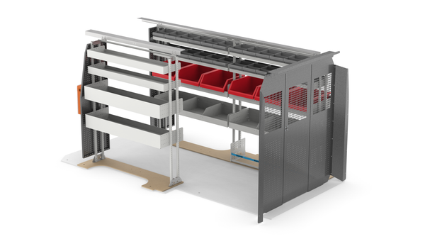Mercedes Sprinter 144" WB Standard Roof - America's Most Popular Bin Package Kit Rear View
