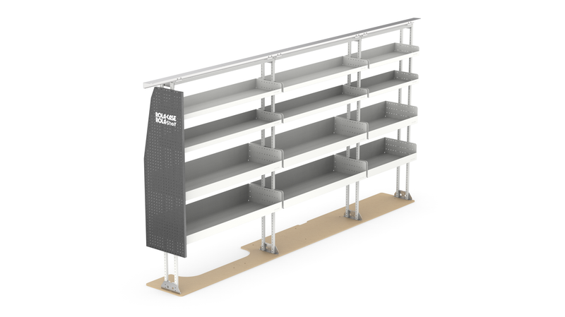 137" Driver Side Van Shelving & Bin Storage System - Basic Setup
