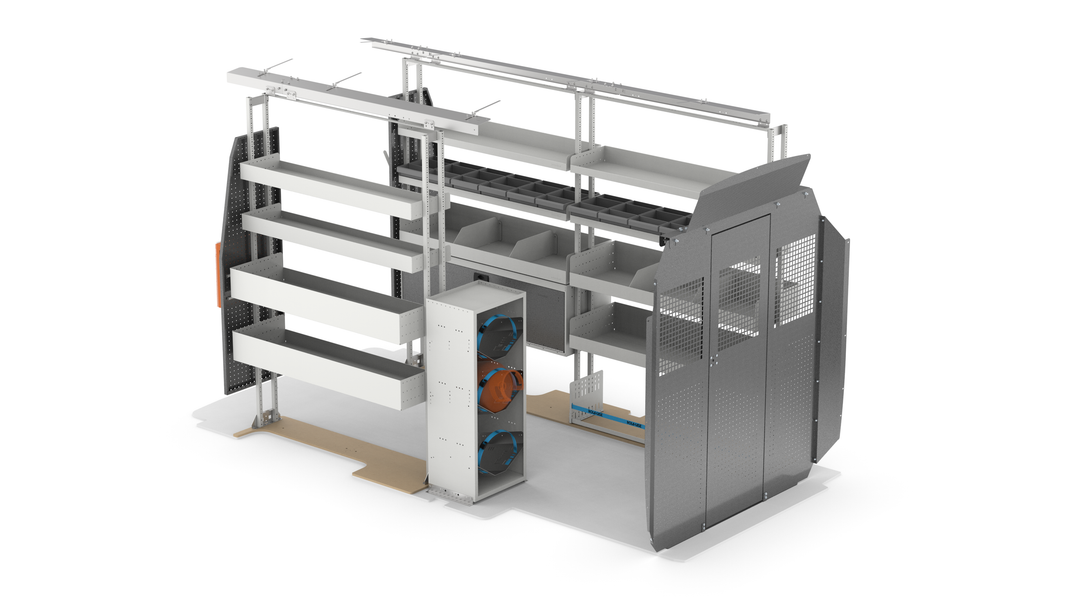 148" WB HVAC Van Shelving Package – Ford Transit High Roof