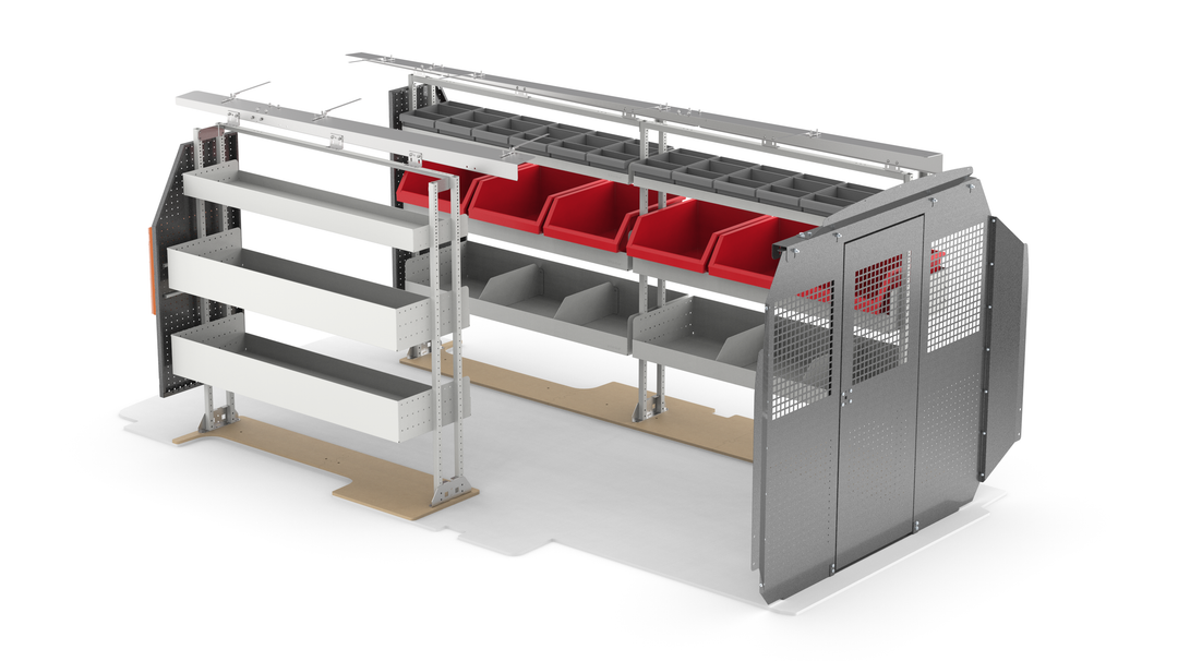 148" WB Van Shelving Package – Ford Transit Low Roof (Most Popular Setup)
