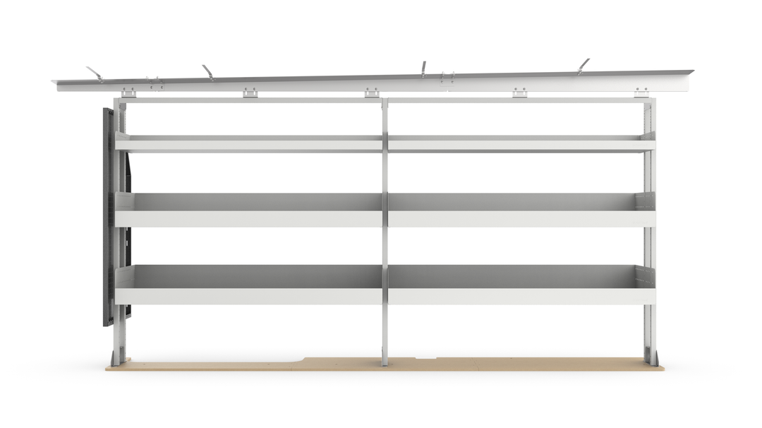 103" Driver Side Van Shelving – Basic Bin Storage Package