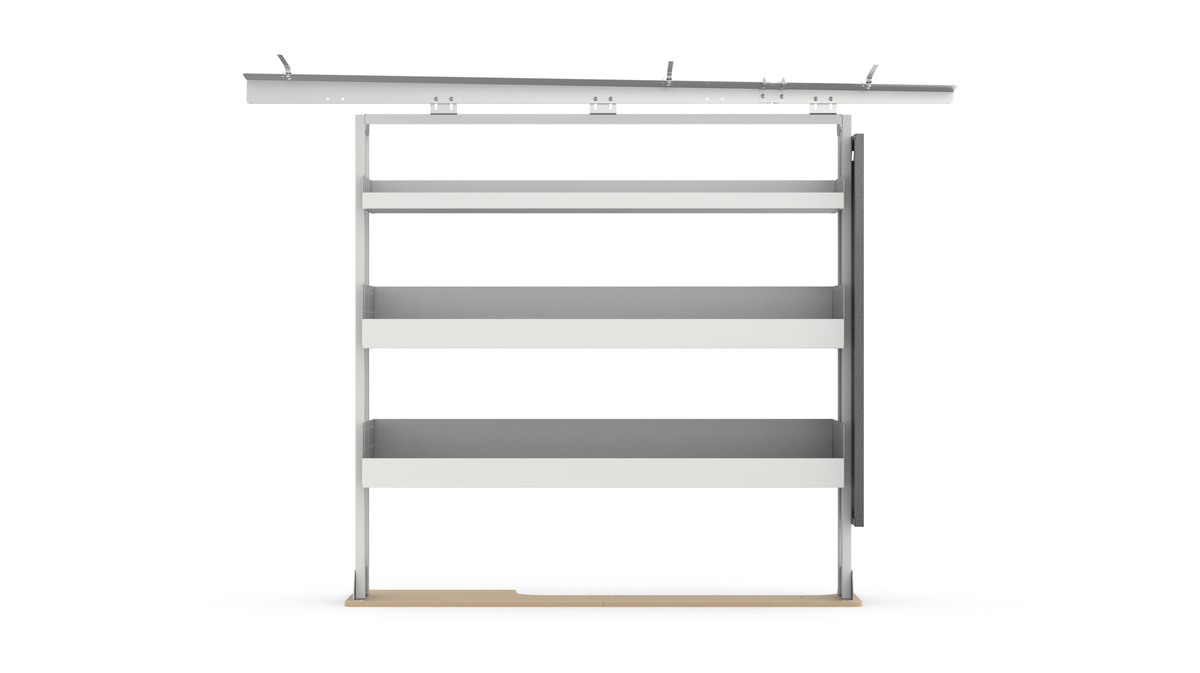 52" Passenger Side Van Shelving Basic Package | Compact Storage System