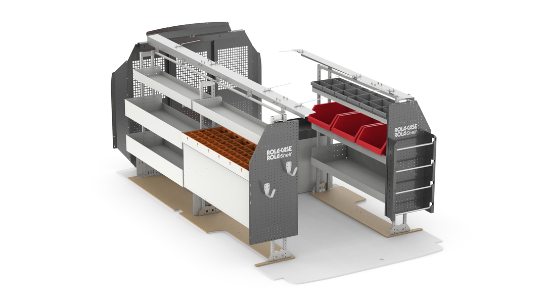 148" WB Electrician Van Shelving Package – Ford Transit Low Roof