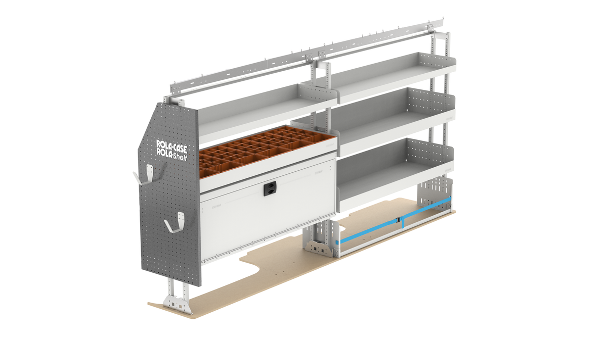 103" Driver Side General Van Shelving with Bin Storage | Contractor Setup