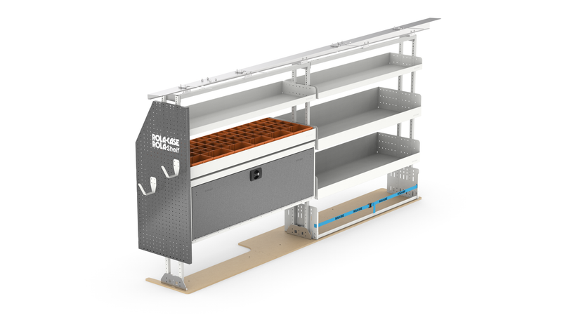 103" Driver Side General Van Shelving with Bin Storage | Contractor Setup