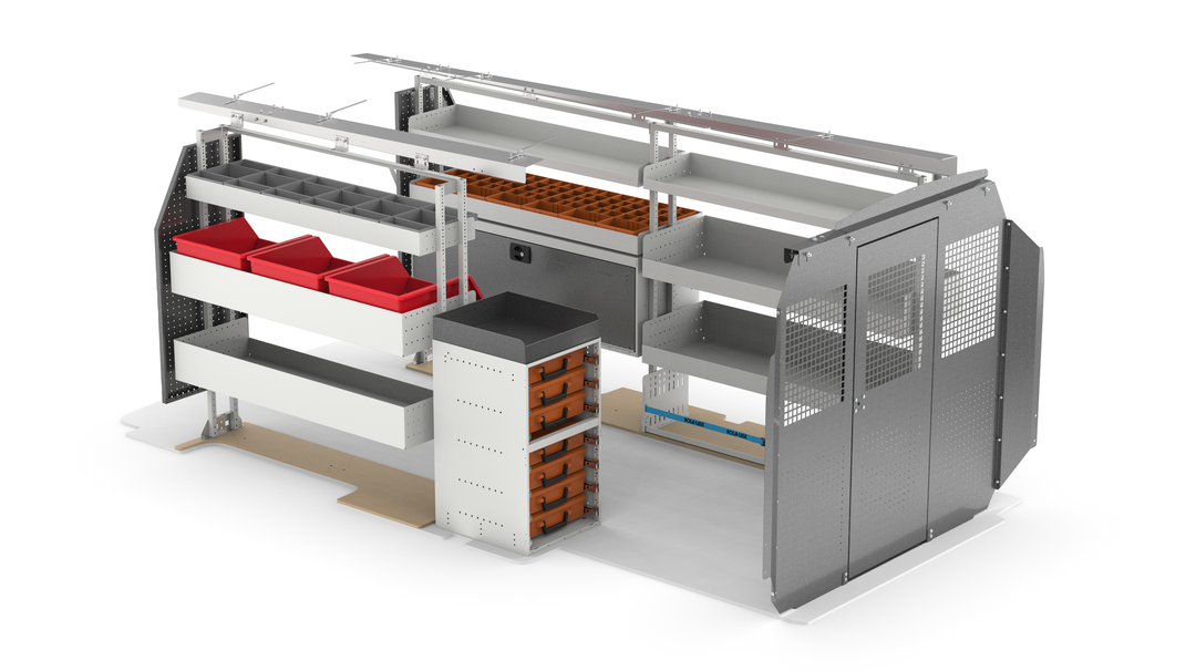 148" WB General Van Shelving Package – Ford Transit Low Roof