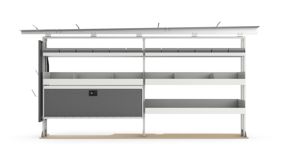 103" Driver Side HVAC Van Shelving Package | Tool & Refrigerant Storage