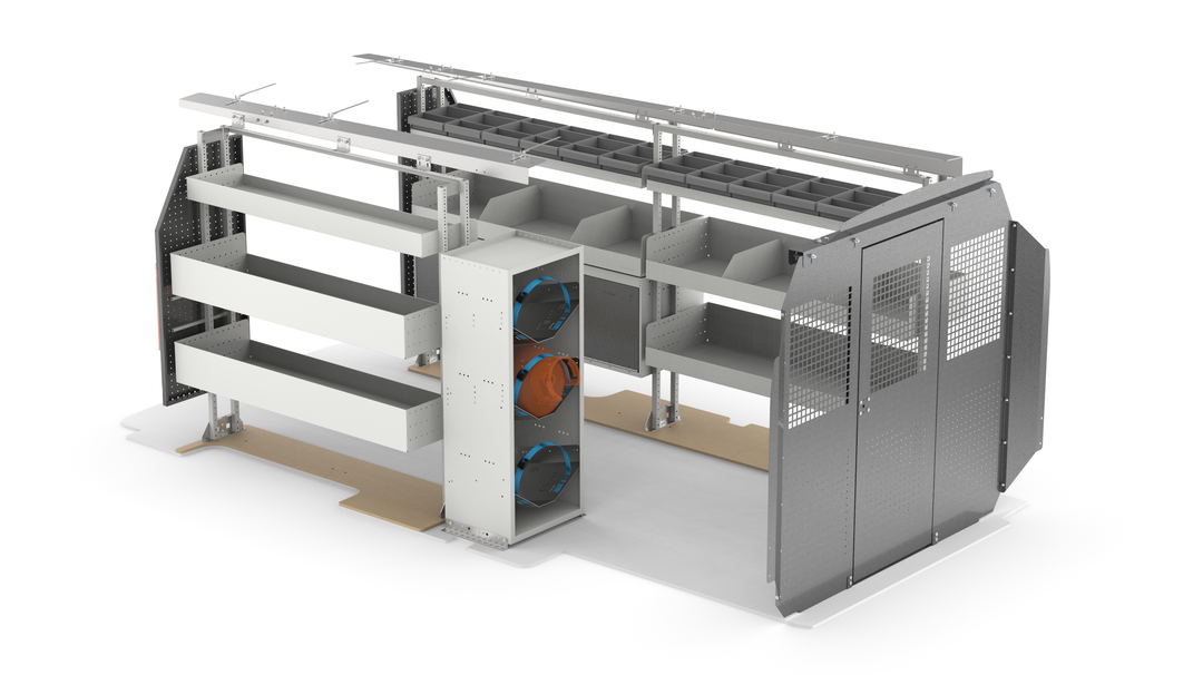 148" WB HVAC Van Shelving Package – Ford Transit Low Roof