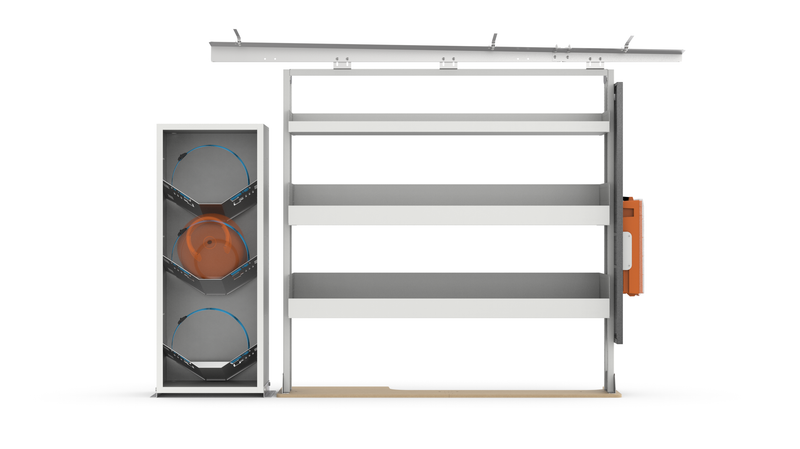 52" Passenger Side HVAC Van Shelving Package | Tool & Refrigerant Storage