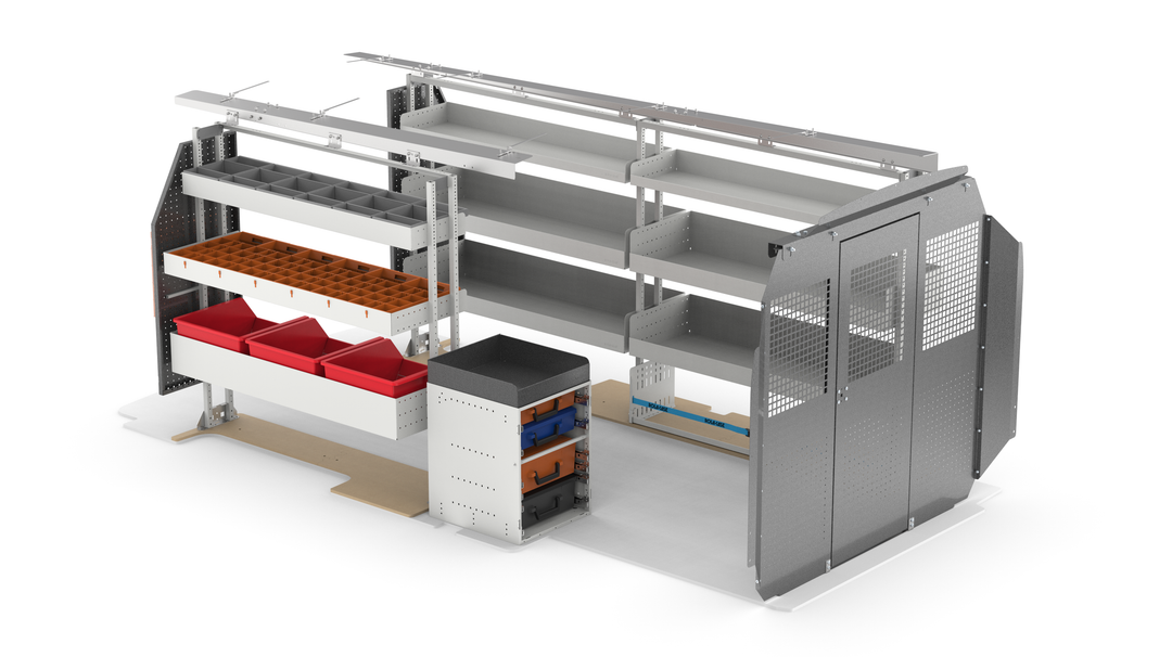148" WB Service Van Shelving Package – Ford Transit Low Roof