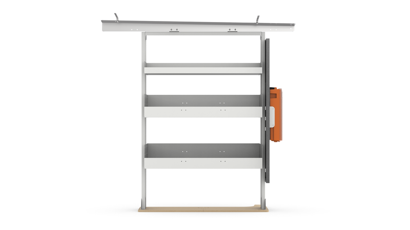 RSLRFAM-PA Ford Transit 130" Low Roof Passenger Side Basic Bin Package Side View