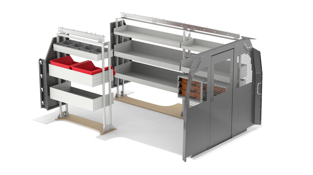 135" WB Electrical Van Shelving Package + Bulkhead – Chevrolet Express / GMC Savana