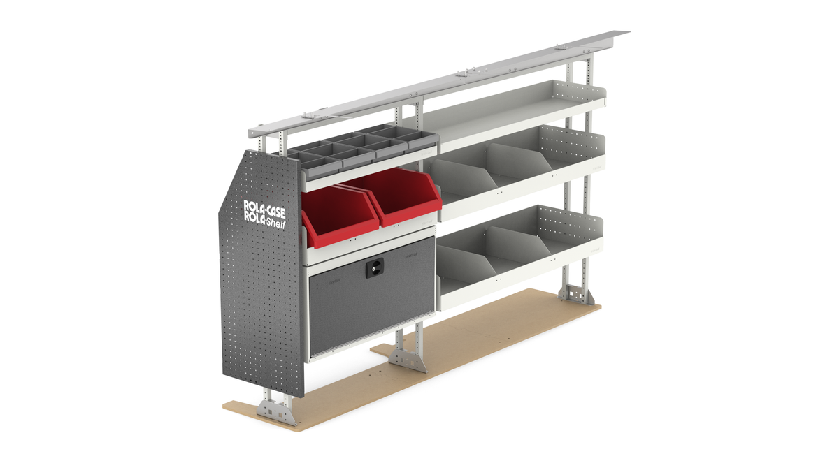 HVAC 86" Driver Side Van Shelving Bin Package