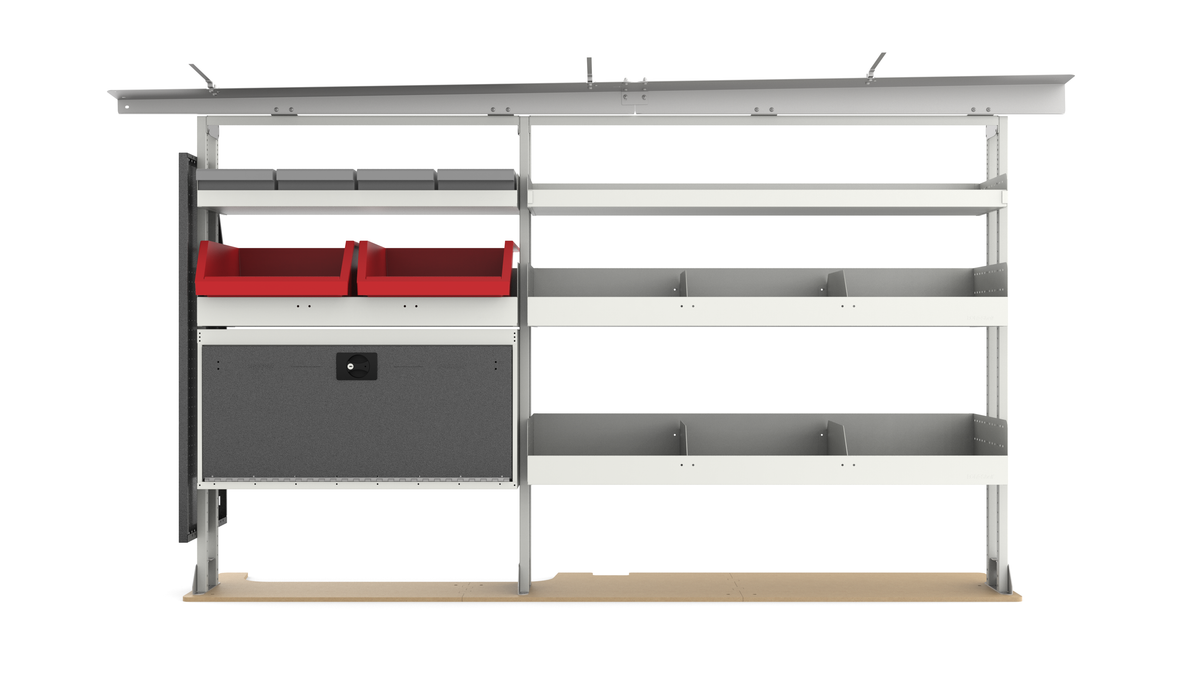 HVAC 86" Driver Side Van Shelving Bin Package