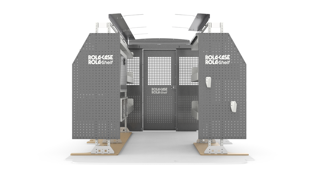 Ford Transit 130" WB Low Roof - General Bin Package with Partition Kit Front View