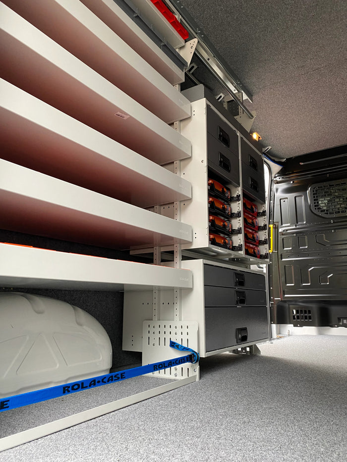 RolaCase electrician van shelving metal drawers parts cases