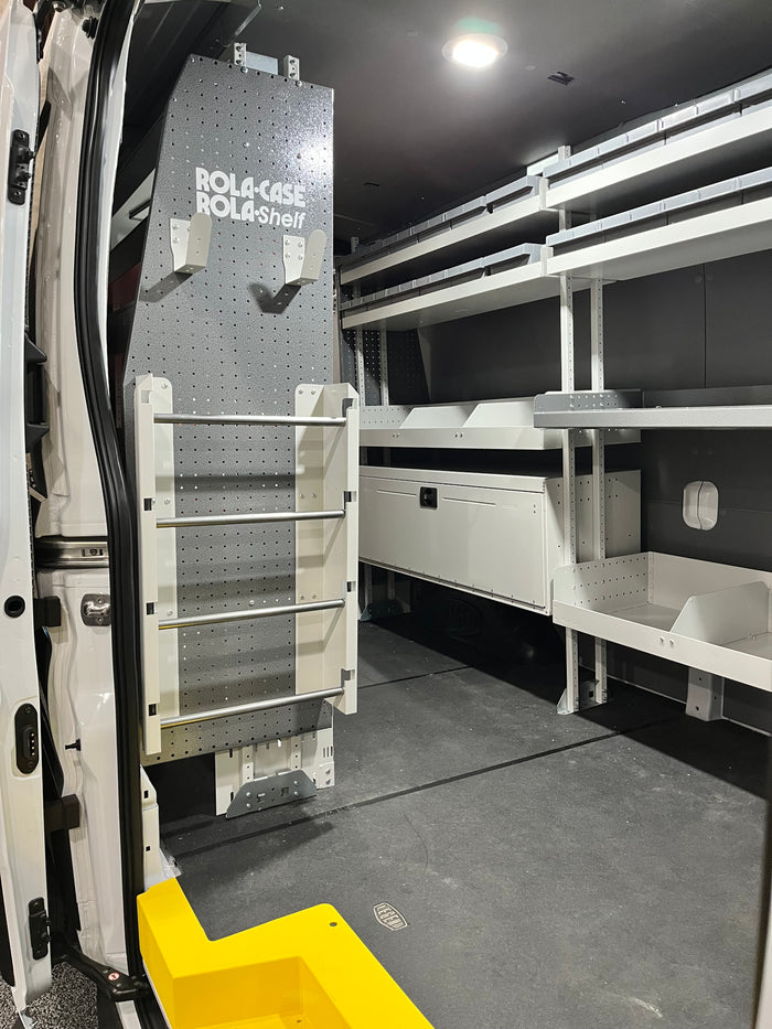 RolaCase electrician van shelving wire spool rack bins