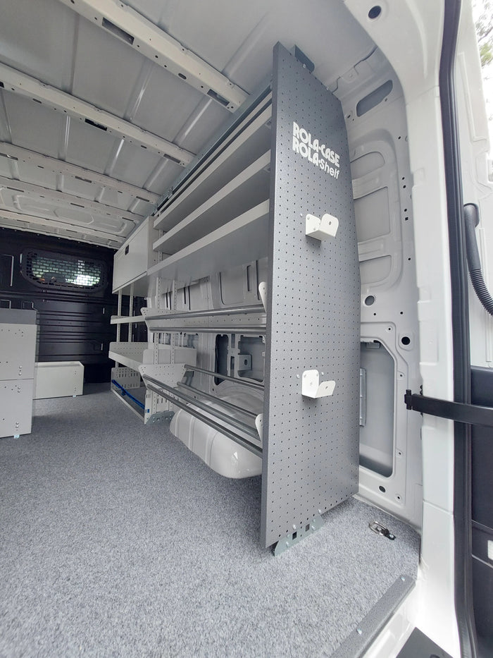 RolaCase van shelving end panel hooks bar racks